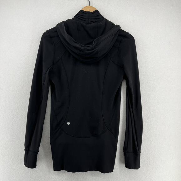 LULULEMON Jacket Womens 6 Daily Practice Midlayer Hooded Yoga Full Zip Black - Picture 2 of 13